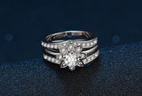 Silver Plated Wedding Rings Set Zircon Jewelry Bague Joyeria Femme LSR231
