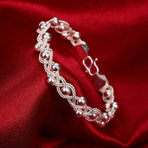 Silver Plated Mesh Bangles Bracelets for Women Charm Chain Cuff Jewelry