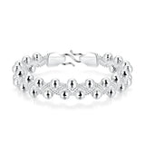 Silver Plated Mesh Bangles Bracelets for Women Charm Chain Cuff Jewelry