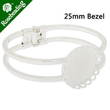 Silver Plated Bracelet Setting 25mm Round Bezel Cuff