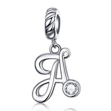 Silver Plating 26 Letters Alphabet Pendant Zircon DIY Charm