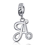 Silver Plating 26 Letters Alphabet Pendant Zircon DIY Charm