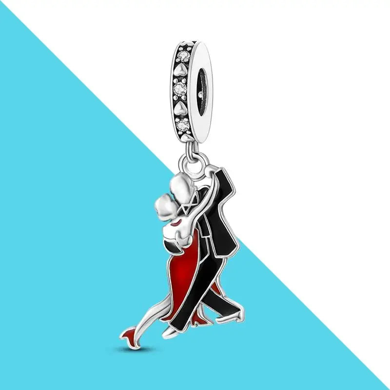 Silver Ballroom Dancing Pendant Charms for DIY Jewelry