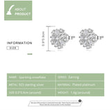 Silver Snowflake Stud Earring Zircon Christmas Jewelry Women Ear Accessory