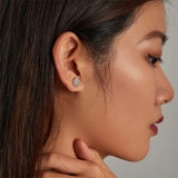 Silver Snowflake Stud Earring Zircon Christmas Jewelry Women Ear Accessory