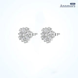 Silver Snowflake Stud Earring Zircon Christmas Jewelry Women Ear Accessory