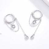 Silver Plating Water Droplets Tassel Chain Earrings with Zircon