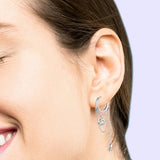 Silver Plating Water Droplets Tassel Chain Earrings with Zircon