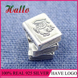 925 Silver Text Book Charm Beads for Bracelet DIY Jewelry