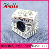 925 Silver Text Book Charm Beads for Bracelet DIY Jewelry