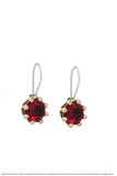 Silver Red Garnet CZ Women Earrings