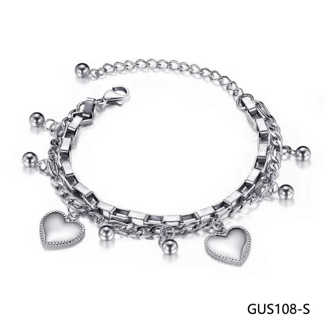 Silver Red Rope Bangle Bracelet Women Jewelry Gift GUS108