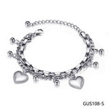 Silver Red Rope Bangle Bracelet Women Jewelry Gift GUS108