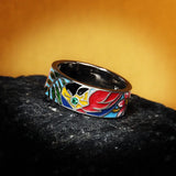 925 Silver Plated Flower CZ Ring Enamel Jewelry