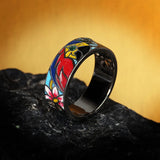 925 Silver Plated Flower CZ Ring Enamel Jewelry