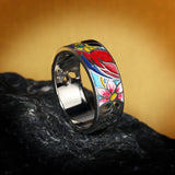 925 Silver Plated Flower CZ Ring Enamel Jewelry