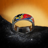 925 Silver Plated Flower CZ Ring Enamel Jewelry
