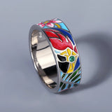 925 Silver Plated Flower CZ Ring Enamel Jewelry