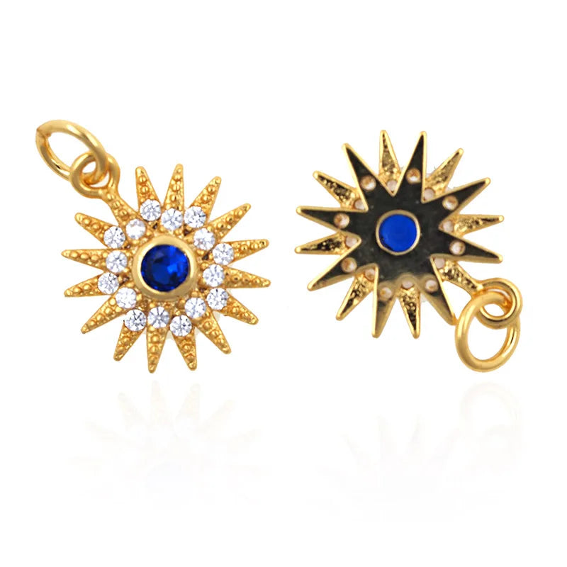 Pave Clear CZ Firework Pendant Dangle Charms for Women Necklace
