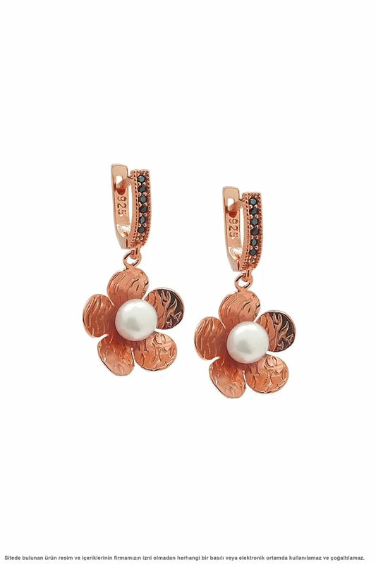 Silver Rose Plated Earrings for Women