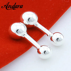 925 Silver Round Ball Cufflinks