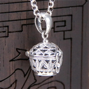 S925 Sterling Silver Hollow Pendant Thai Silver Can Open Jar Box Pendant