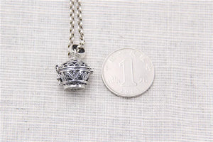 S925 Sterling Silver Hollow Pendant Thai Silver Can Open Jar Box Pendant
