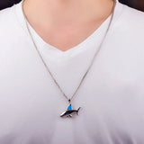 Silver Shark Pendant Opal Jewelry for Party Gift