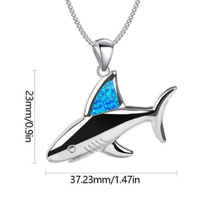 Silver Shark Pendant Opal Jewelry for Party Gift