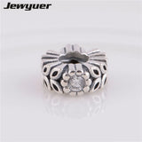 925 Sterling Silver Sparkling Forest Flower Charms for Bracelet DIY SP019