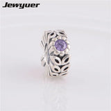 925 Sterling Silver Sparkling Forest Flower Charms for Bracelet DIY SP019