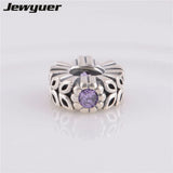 925 Sterling Silver Sparkling Forest Flower Charms for Bracelet DIY SP019