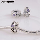 925 Sterling Silver Sparkling Forest Flower Charms for Bracelet DIY SP019