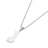 Finland Map Pendant Necklace Silver Stainless Steel Women