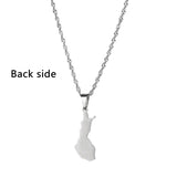 Finland Map Pendant Necklace Silver Stainless Steel Women