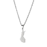 Finland Map Pendant Necklace Silver Stainless Steel Women