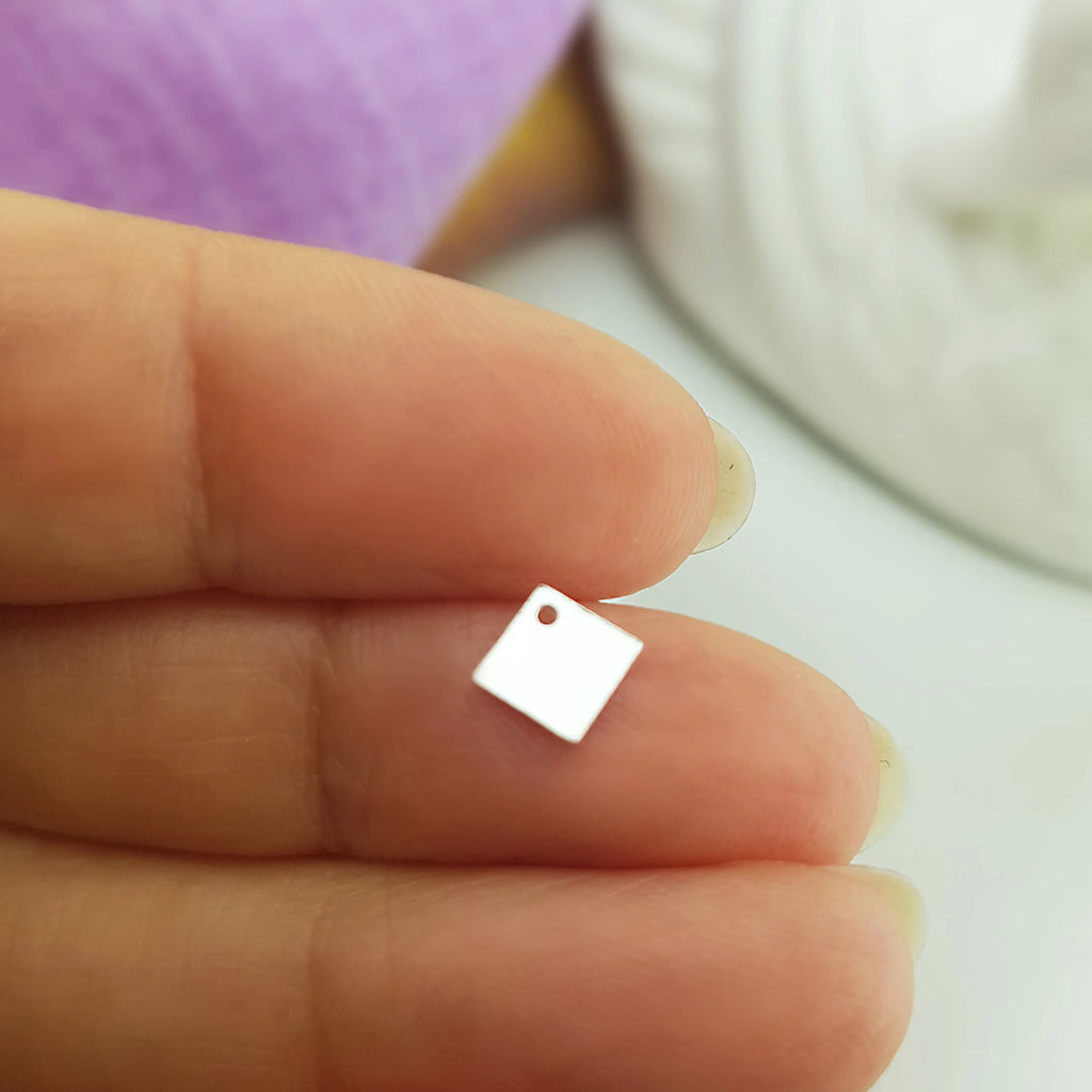 925 Sterling Silver Square Stamping Tags, 5 pieces