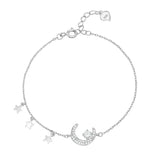 Silver Stars Zircon Moon Bracelet 925 Sterling Silver Clear Chain Jewelry Women