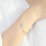 Silver Stars Zircon Moon Bracelet 925 Sterling Silver Clear Chain Jewelry Women