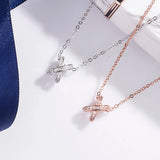 Sterling Silver S925 Girl Micro Diamond Cross Collar Necklace