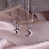 Sterling Silver VVS1 Moon Diamond Pendant for Women