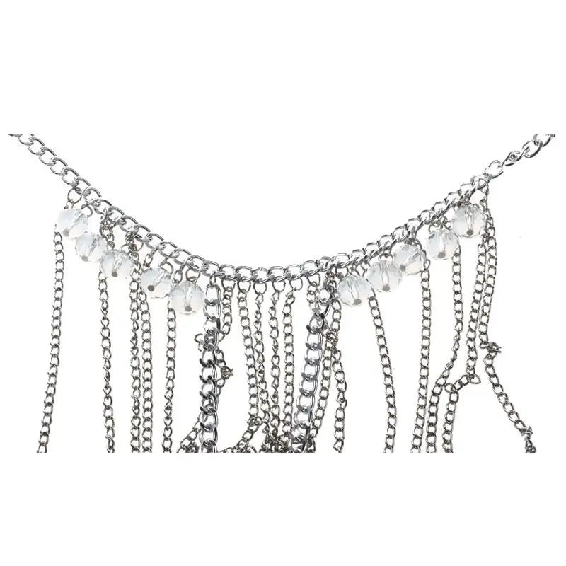 Silver Tassel Body Chain Multilayer Necklace for Women