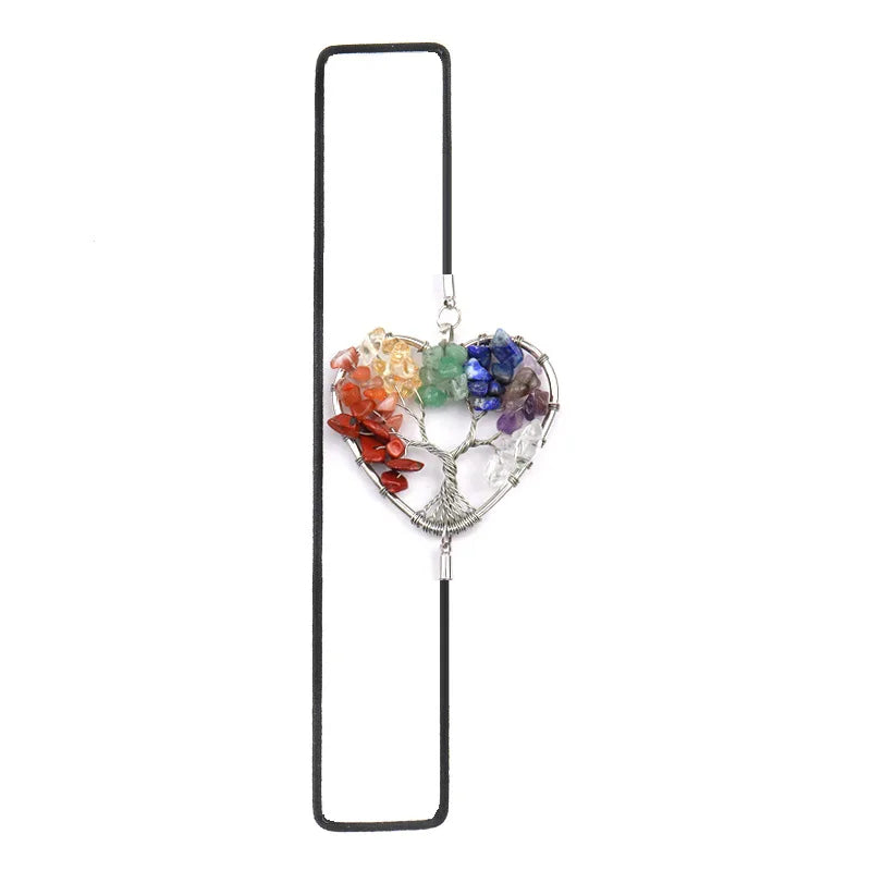 Heart Shaped Chakra Elastic Bookmark Gift Colorful Reiki Healing Stone