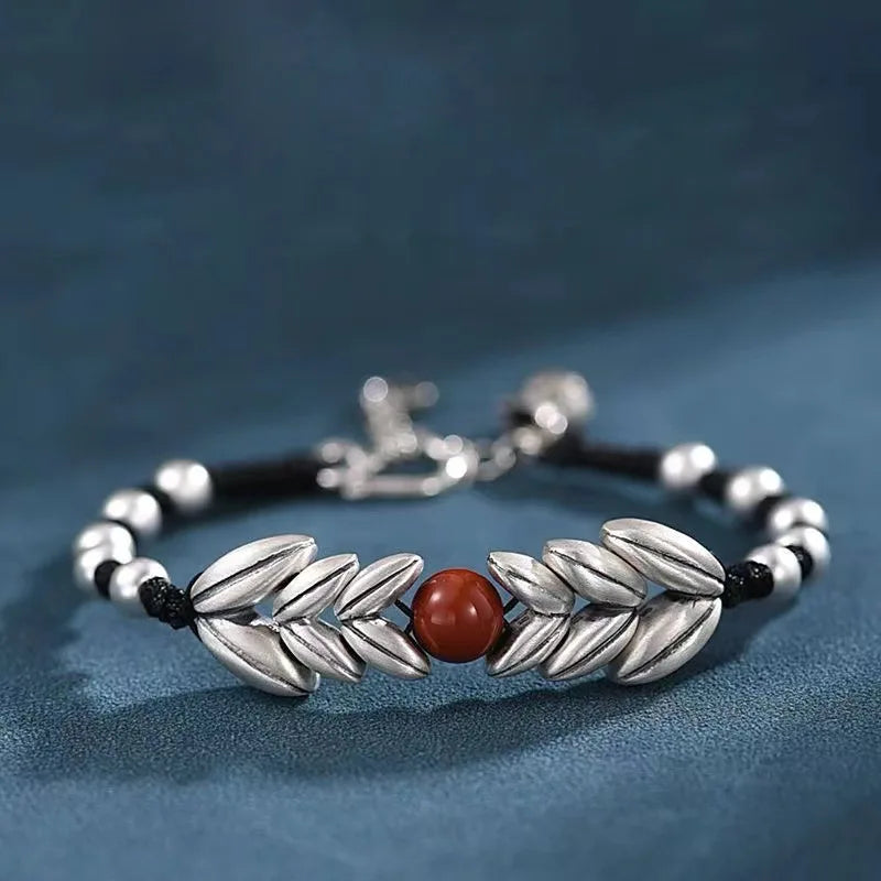 Vintage Wheat Ear Bracelet Handwoven Bead Ornament