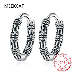 Vintage Vine 925 Silver Hoop Earrings For Women BSE466