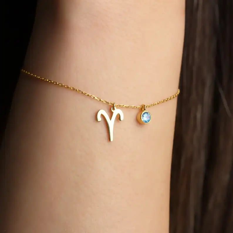 Personalized Zodiac Birthstone Bracelet