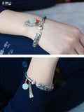 999 Pure Silver Folk Relief Retro Solid Antique Bracelet