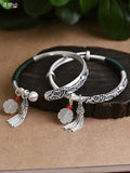 999 Pure Silver Folk Relief Retro Solid Antique Bracelet