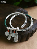 999 Pure Silver Folk Relief Retro Solid Antique Bracelet