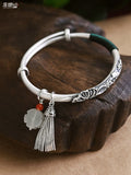 999 Pure Silver Folk Relief Retro Solid Antique Bracelet
